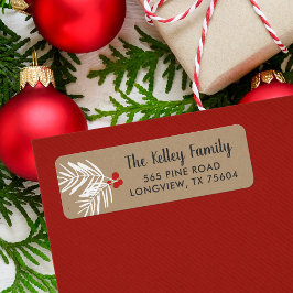 Berry Branch Kraft Holiday Return Address Labels
