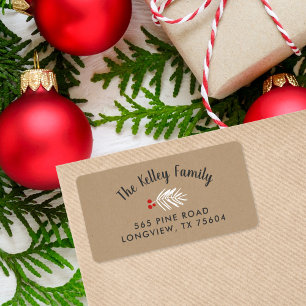 Berry Branch Kraft Holiday Return Address Labels