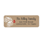 Berry Branch Kraft Holiday Return Address Labels (Voorkant)