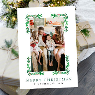 Berry Branch Lijst Christmas Family 1 Foto Feestdagenkaart