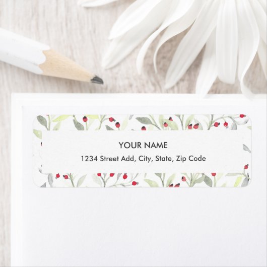 Berry Branches Aangepaste retour adreslabel Etiket (Insitu)