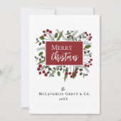 Berry Branches Lijst Bedrijfsnaam Modern Feestdagenkaart (Voorkant)