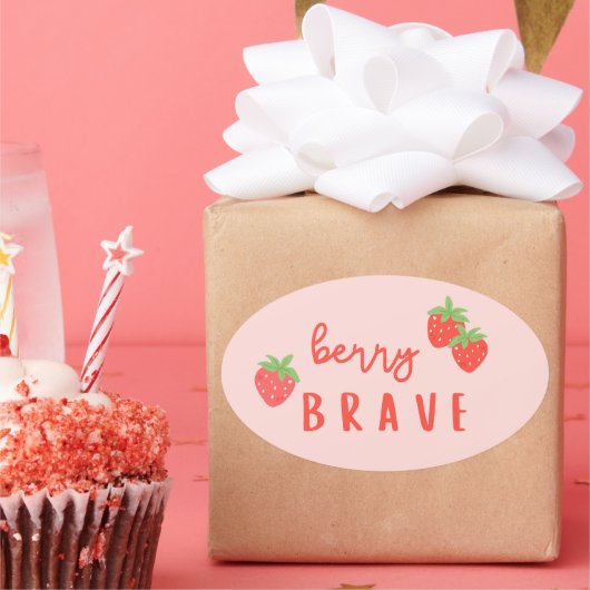 berry brave childhood cancer sick kids cute  ovale sticker (Feest)