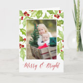 Berry & Bright | Holiday Photo Folded Feestdagen Kaart (Voorkant)