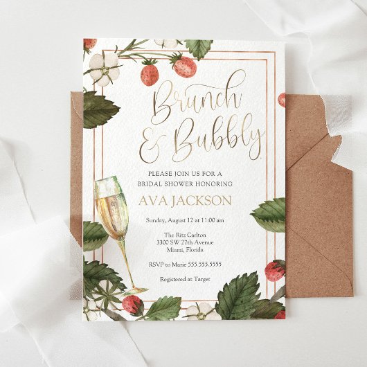 Berry Brunch en Bubbly Bridal Shower Uitnodiging