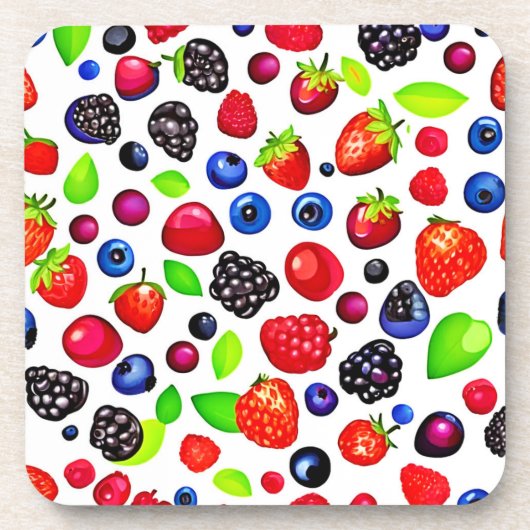 Berry Burst: fruitig patroon Bier Onderzetter (Voorkant)