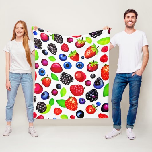 Berry Burst: fruitig patroon Fleece Deken (In situ)