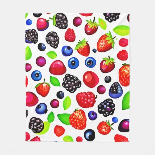 Berry Burst: fruitig patroon Fleece Deken (Voorkant)
