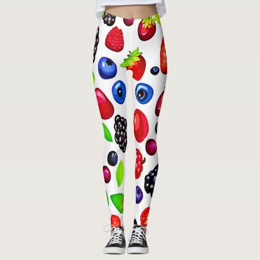 Berry Burst: fruitig patroon Leggings (Voorkant)
