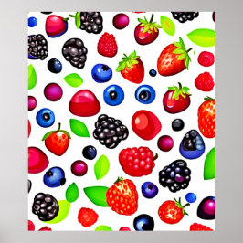 Berry Burst: fruitig patroon Poster