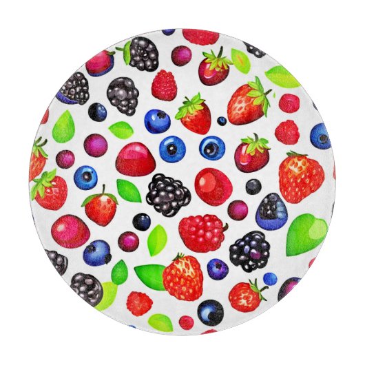 Berry Burst: fruitig patroon Snijplank (Voorkant)