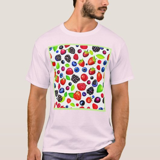 Berry Burst: fruitig patroon T-shirt (Voorkant)