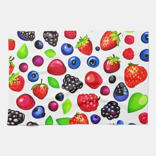 Berry Burst: fruitig patroon Theedoek (Horizontaal)