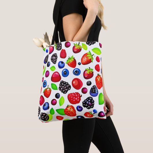 Berry Burst: fruitig patroon Tote Bag (Dichtbij)