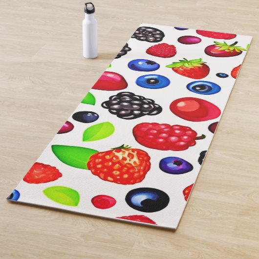 Berry Burst: fruitig patroon Yogamat (In situ)