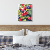 Berry Bush Raspberry Blackberries Watercolor Fruit Canvas Afdruk (Insitu (Slaapkamer))