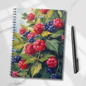 Berry Bush Raspberry Blackberries Watercolor Fruit Notitieboek