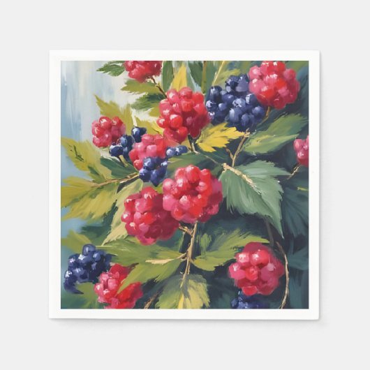 Berry Bush Raspberry Blackberries Watercolor Fruit Servet (Voorkant)