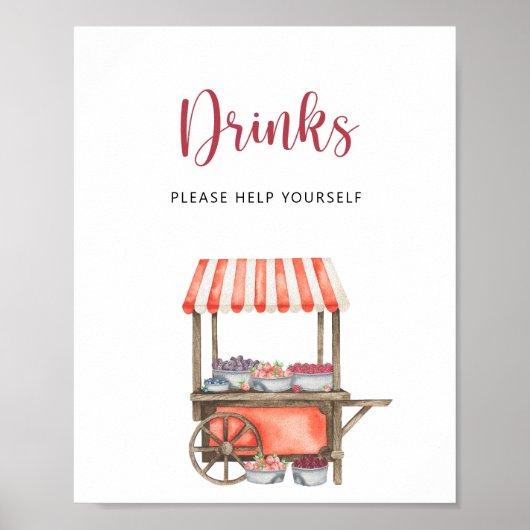 Berry cart - Drinks help yourself  Poster (Voorkant)