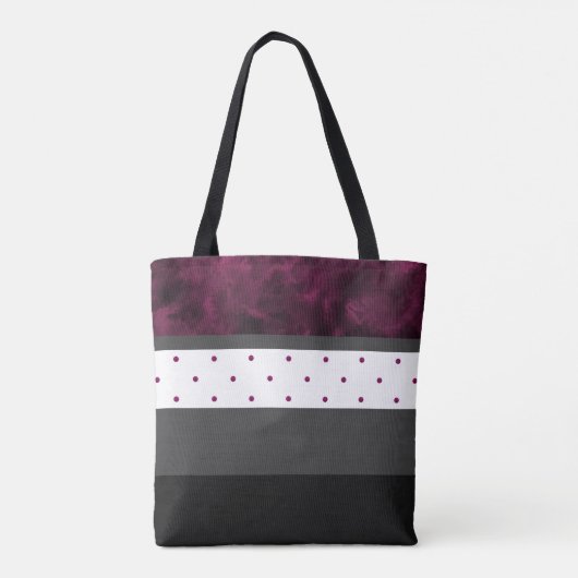 Berry Charcoal Polka Dot Stripes Tote Bag (Achterkant)