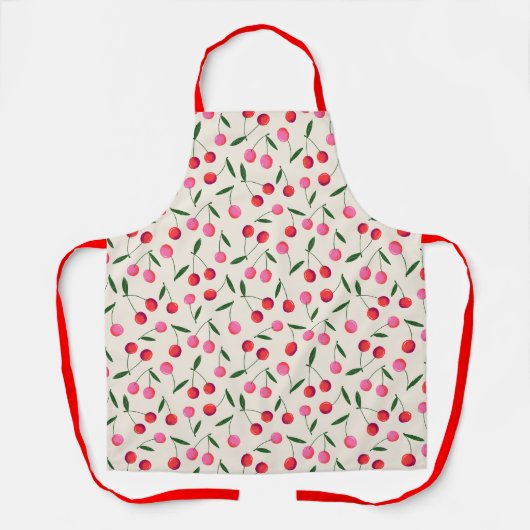 Berry Cherry Retro Rode en Roze Keuken Schort (Voorkant)
