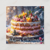 BERRY CHRISTMAS Flat Note Card Vierkante Visitekaartje (Voorkant)