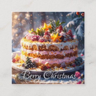 BERRY CHRISTMAS Flat Note Card Vierkante Visitekaartje