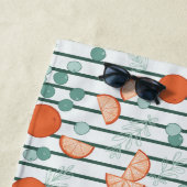 Berry Citrus - donkergroene strepen Strandlaken (In situ)