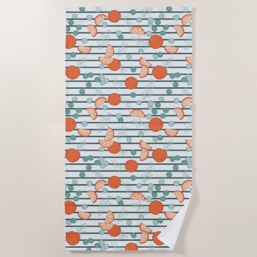 Berry Citrus - donkergroene strepen Strandlaken (Voorkant)