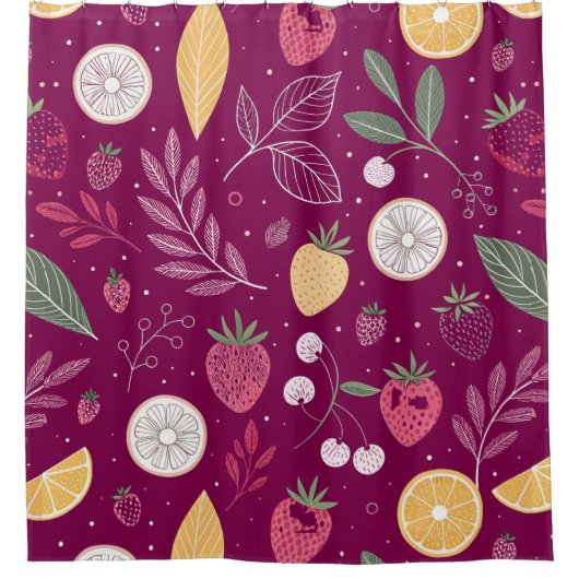 Berry Citrus Douchegordijn – Levendig fruitpatroon (Voorkant)