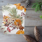 Berry Citrus en dennen kerstvakantie Inpakpapier Vel