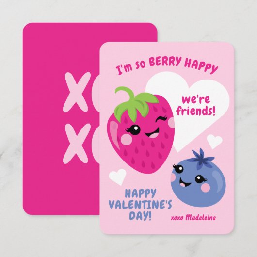 Berry Classroom Valentijn Kaarten voor kinderen (Voorkant / Achterkant)