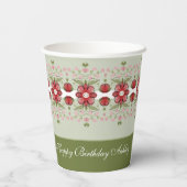  Berry Colored Floral Papieren Bekers (Achterkant)