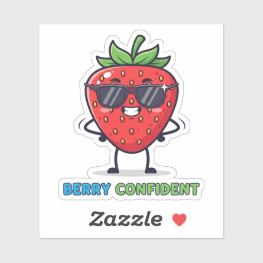 Berry Confident – Cute Strawberry Pun Design Sticker (Vel)