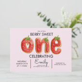 Berry Cookies One Pset Pink Red Birthday Party Kaart (Staand voorkant)