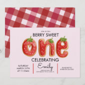 Berry Cookies One Pset Pink Red Birthday Party Kaart (Voorkant / Achterkant)