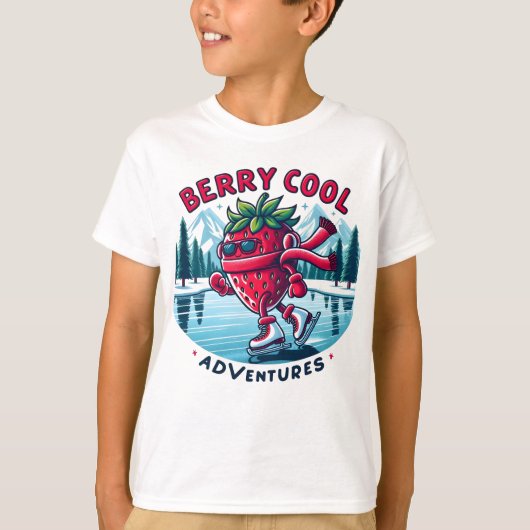 Berry Cool Adventures Aardbeienschaatsen T-shirt (Voorkant)