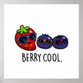 Berry Cool Funny Strawberry Blueberry Pun Poster (Voorkant)