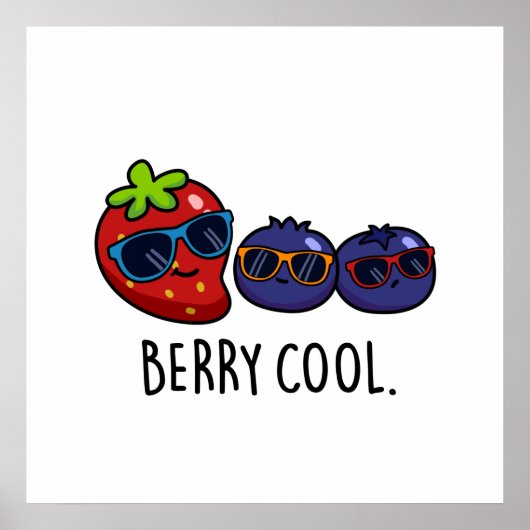 Berry Cool Funny Strawberry Blueberry Pun Poster (Voorkant)