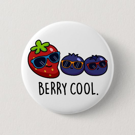 Berry Cool Funny Strawberry Blueberry Pun Ronde Button 5,7 Cm (Voorkant)