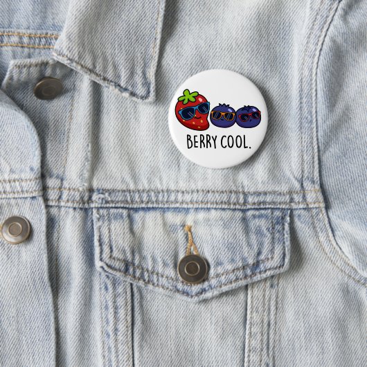 Berry Cool Funny Strawberry Blueberry Pun Ronde Button 5,7 Cm (In situ)