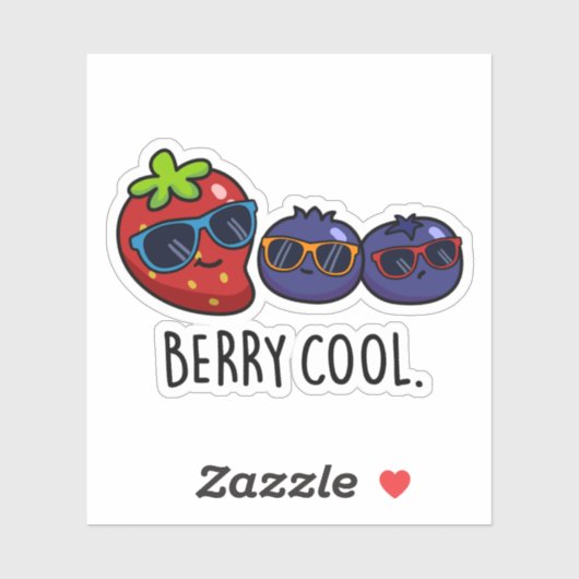 Berry Cool Funny Strawberry Blueberry Pun Sticker (Vel)