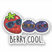 Berry Cool Funny Strawberry Blueberry Pun Sticker (Voorkant)