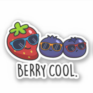 Berry Cool Funny Strawberry Blueberry Pun Sticker