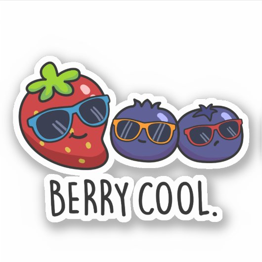 Berry Cool Funny Strawberry Blueberry Pun Sticker (Voorkant)