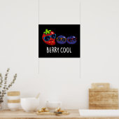 Berry Cool Grappige Aardbei Blueberry Pun Dark BG Poster (Keuken)