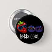 Berry Cool Grappige Aardbei Blueberry Pun Dark BG Ronde Button 5,7 Cm (Voorkant /achterkant)