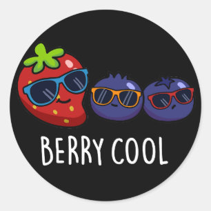 Berry Cool Grappige Aardbei Blueberry Pun Dark BG Ronde Sticker