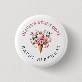 Berry Cool Happy Birthday Ice Cream Party Ronde Button 3,2 Cm