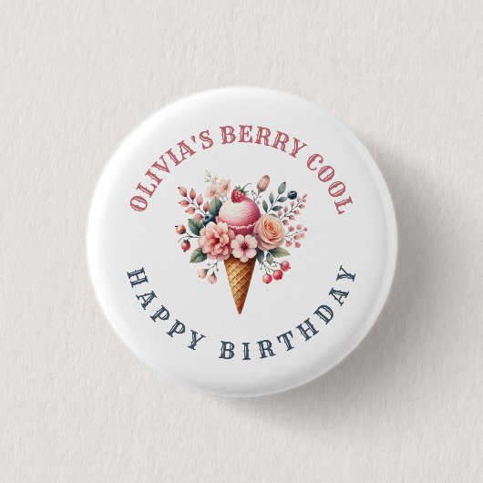 Berry Cool Happy Birthday Ice Cream Party Ronde Button 3,2 Cm (Voorkant)